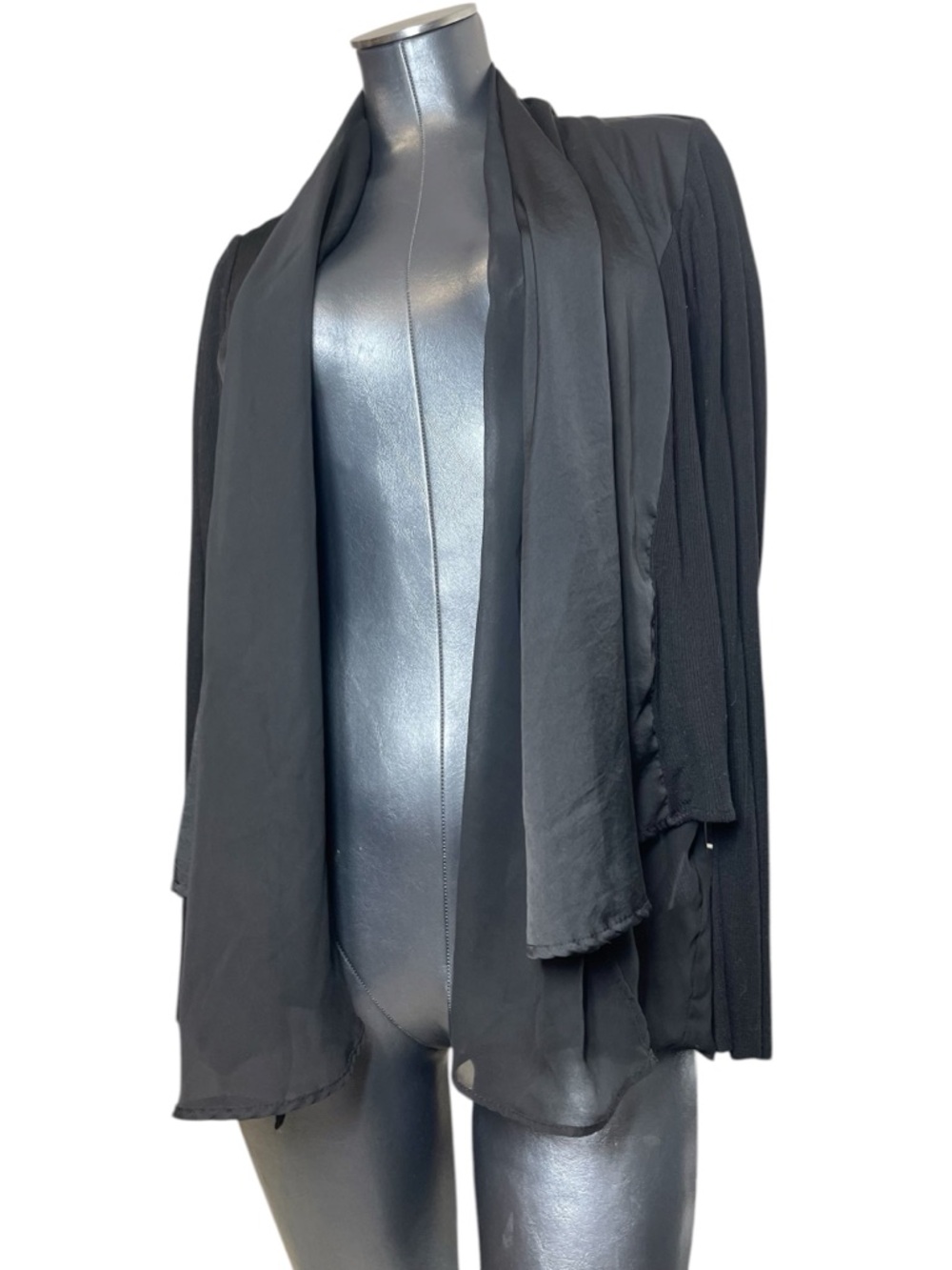 Saturday Sunday Anthropologie Black Draped Open-Front Cardigan Top Waterfall